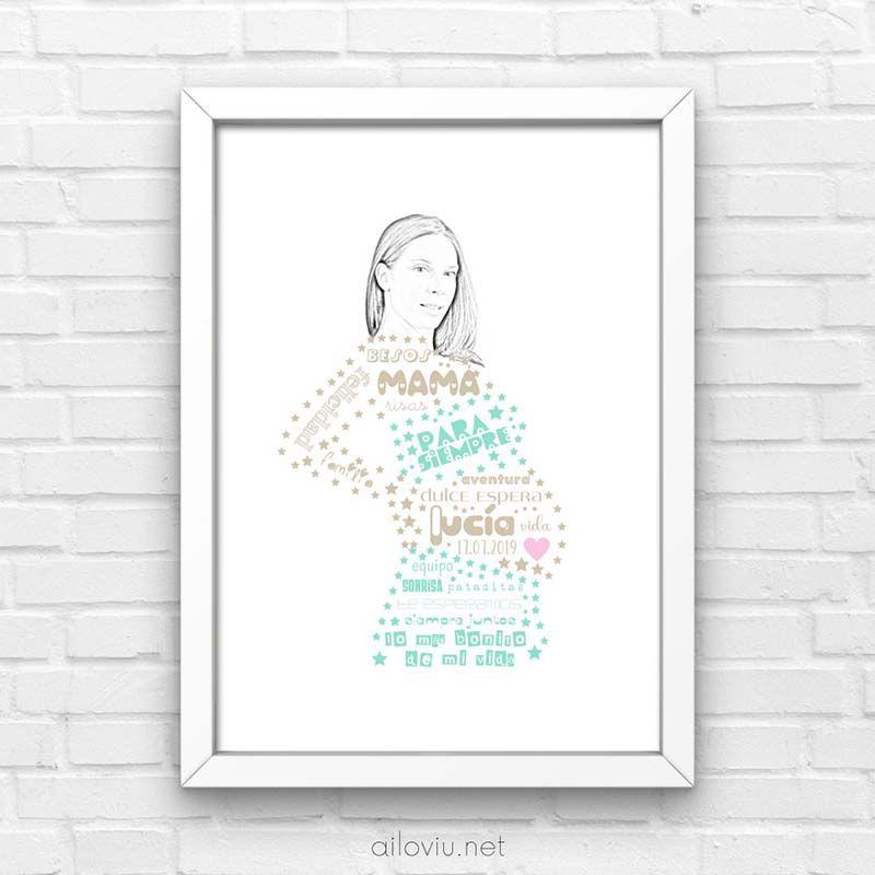 Imagen principal del producto Dibujo Personalizado Embarazada - 20 Frases