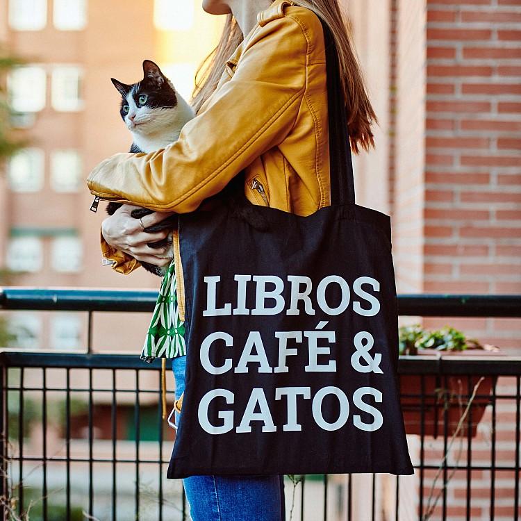 Imagen principal del producto Tote bag Libros, café y gatos