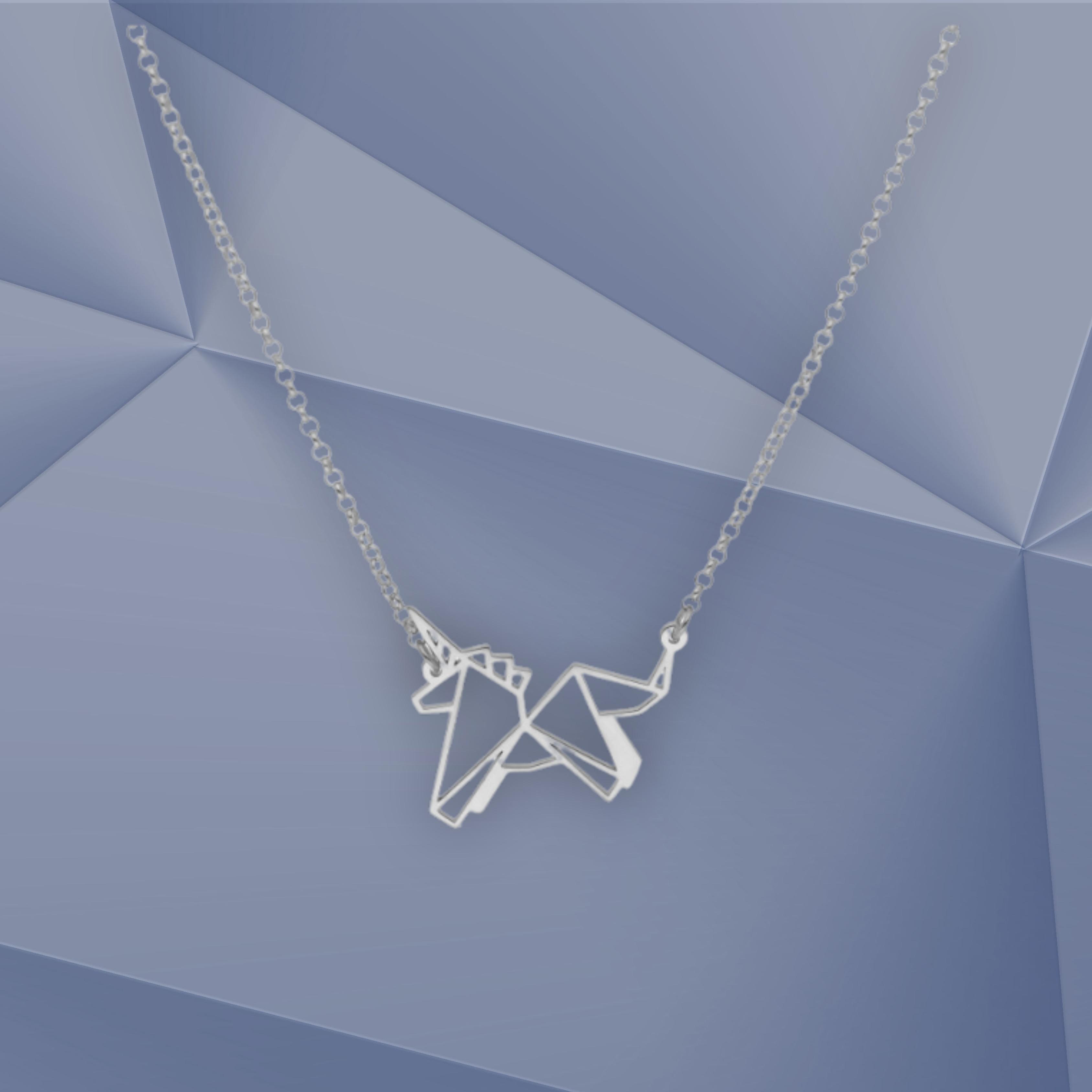 Imagen principal del producto Collar con colgante Origami Unicornio en Plata de ...