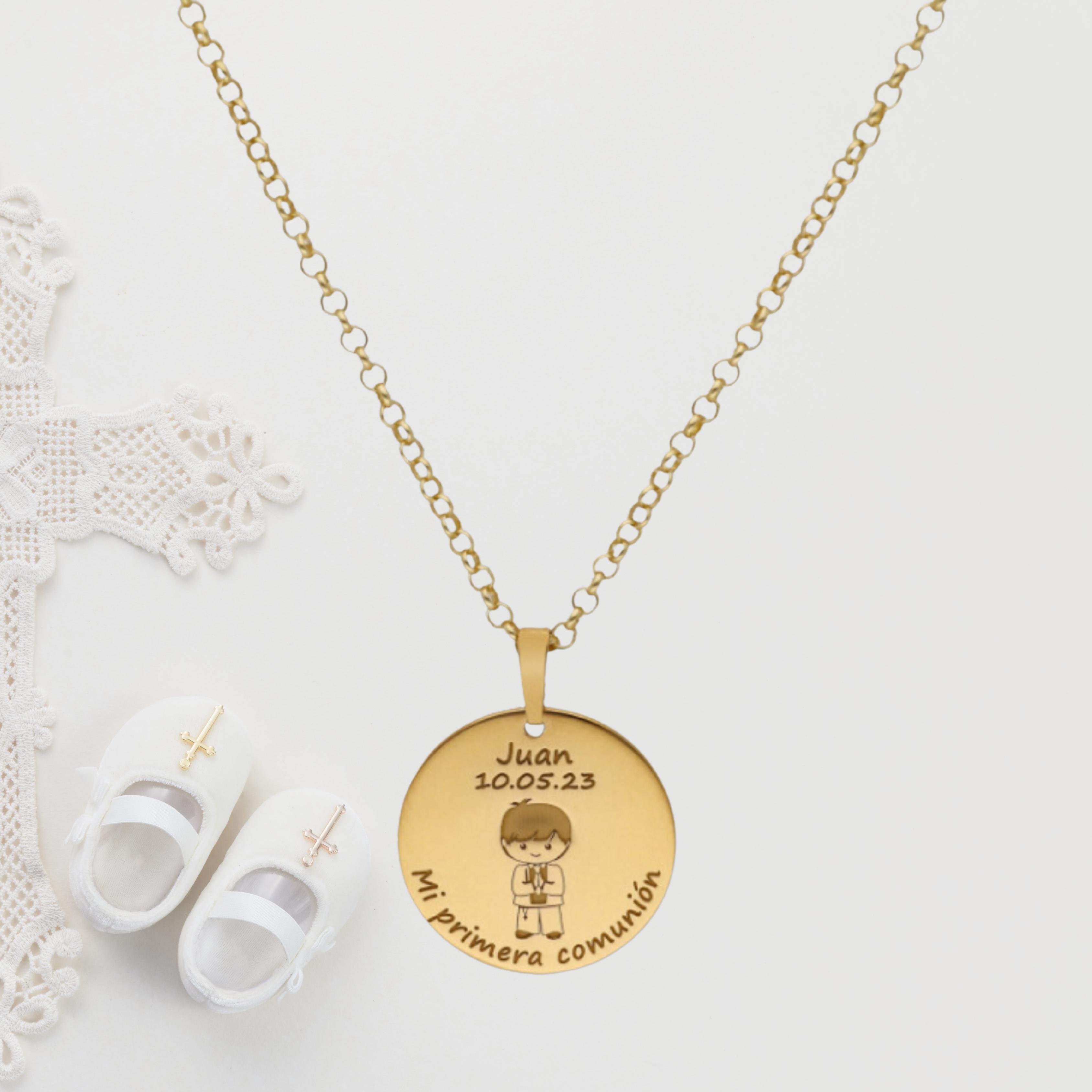 Imagen principal del producto Colgante Medalla Niño "Mi primera comunión" Plata ...
