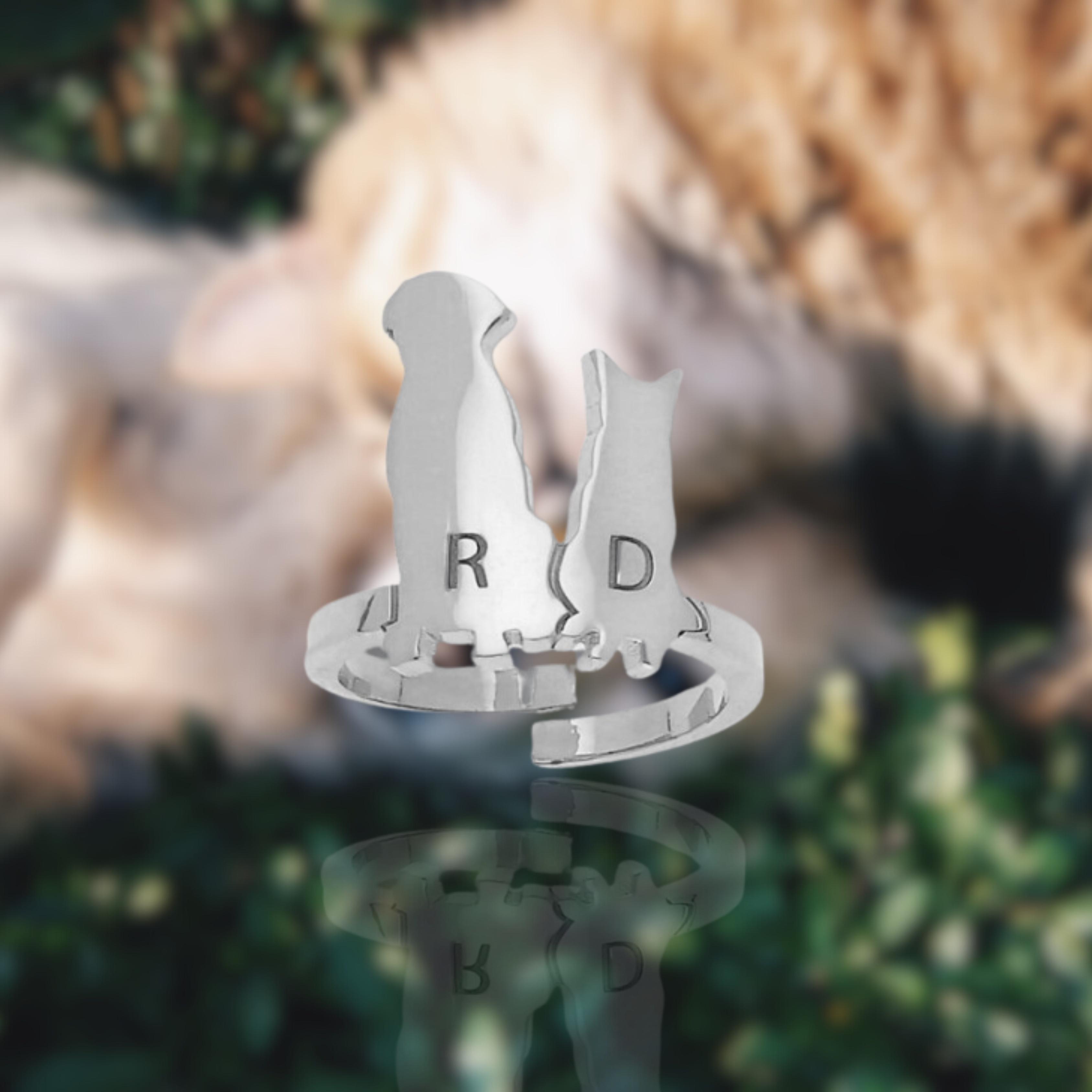 Imagen principal del producto Anillo personalizado con forma de perro y gato: Lo...