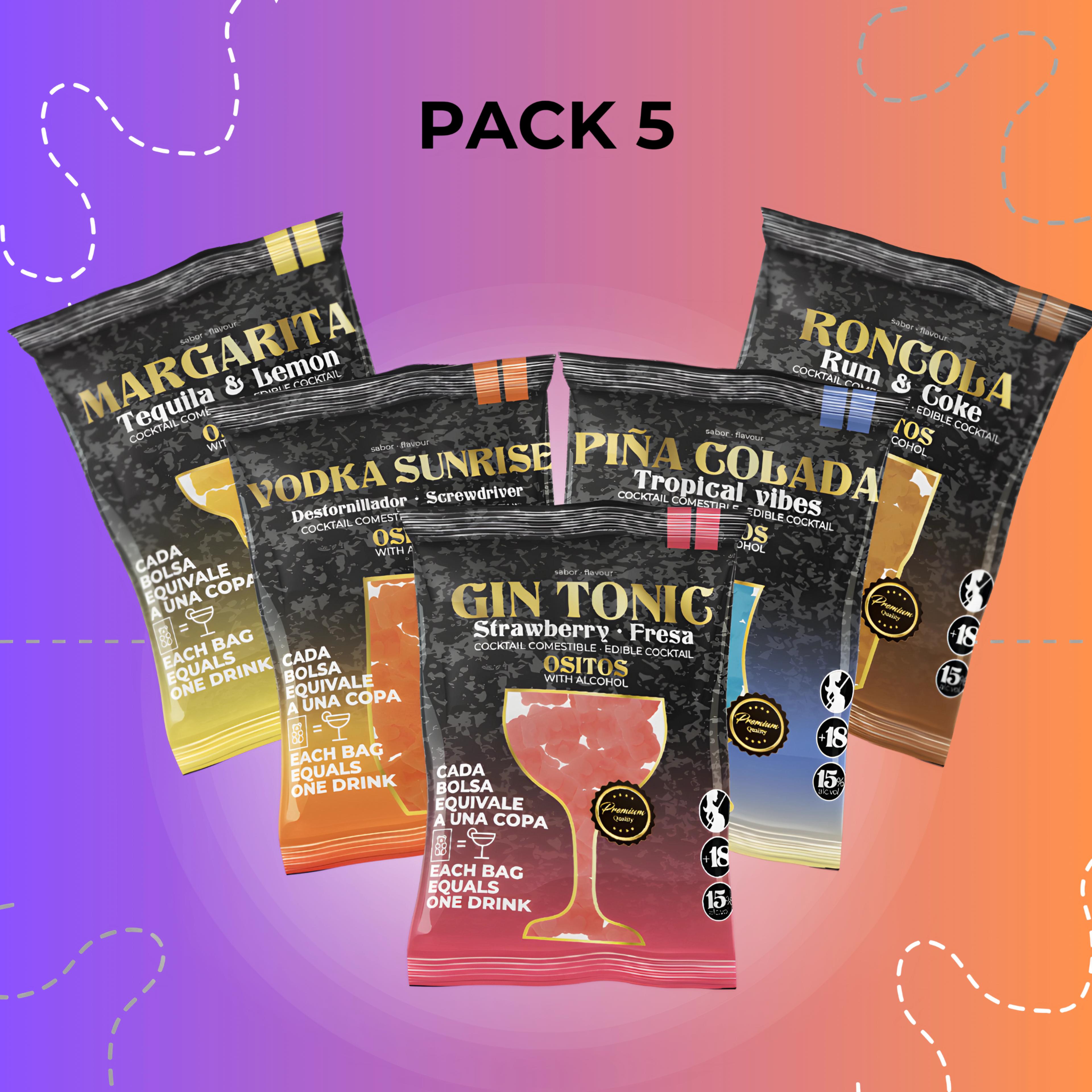 Imagen principal del producto Pack 5 bolsas de ositos con alcohol