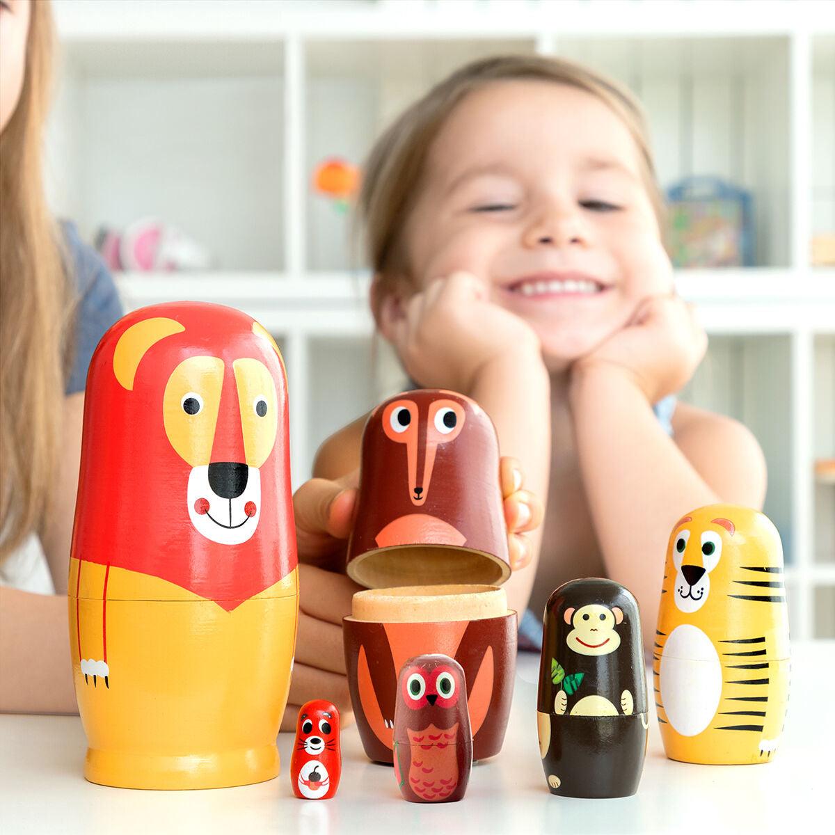 Imagen principal del producto Matryoshka de Madera con Figuras de Animales Funim...