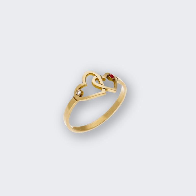 Imagen principal del producto Anillo I Love Mamá con diamante y rubí en oro de ley