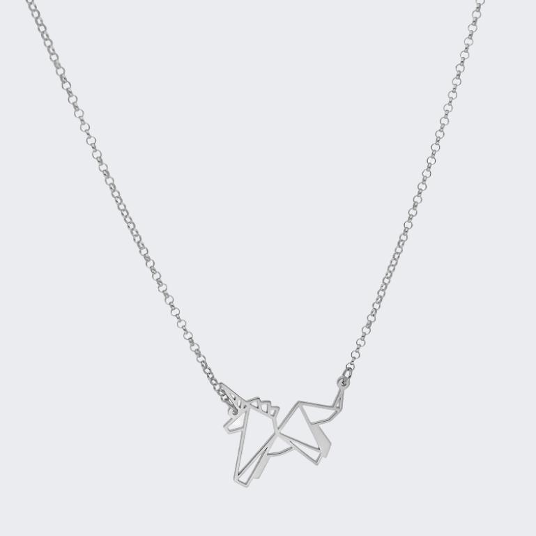 Imagen principal del producto Collar con colgante Origami Unicornio en Plata de Ley 925